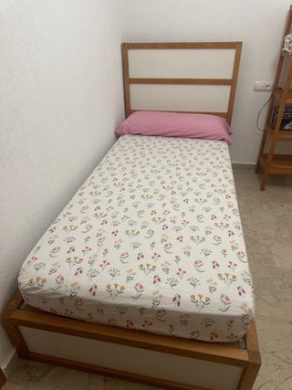 Cama individual 90x200cm extra larga con colchón
