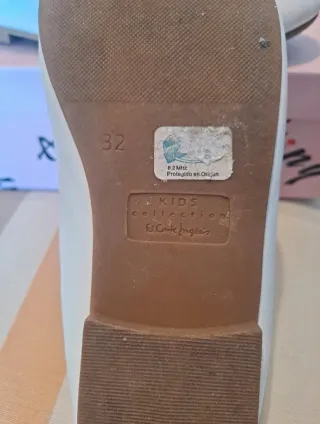 Manoletinas niña blancas con lazo rosa