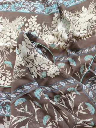 Foulard in seta vintage marrone e verde acqua