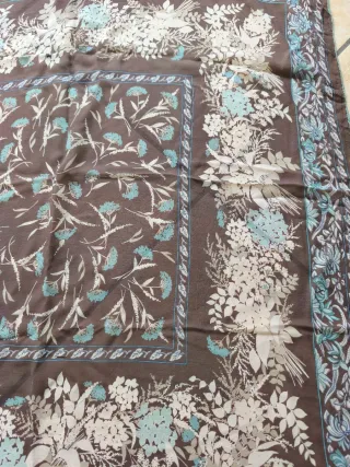 Foulard in seta vintage marrone e verde acqua