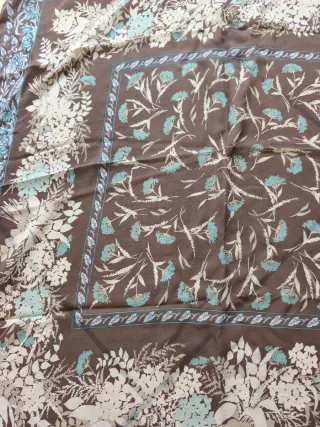 Foulard in seta vintage marrone e verde acqua