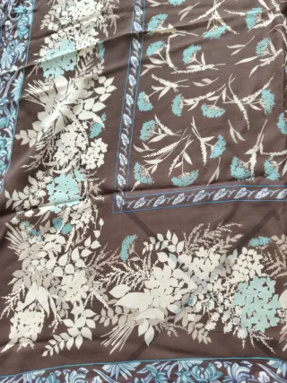 Foulard in seta vintage marrone e verde acqua