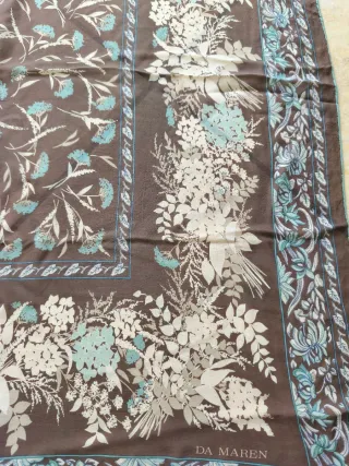 Foulard in seta vintage marrone e verde acqua