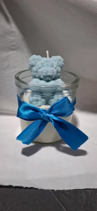 Candela Orsetto Azzurro in Vetro