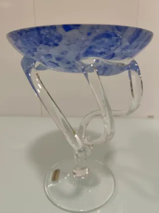Cuenco de cristal Michelangelo azul y transparente