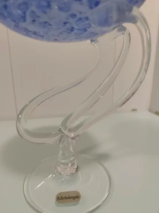Cuenco de cristal Michelangelo azul y transparente