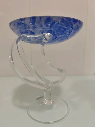 Cuenco de cristal Michelangelo azul y transparente