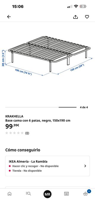 Somier Ikea 150x190 cm krakhella