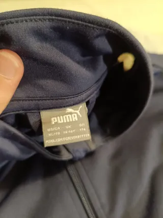 Chaqueta Puma cremallera azul y blanca T.XL niño