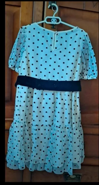 Vestido niña lunares blanco y negro