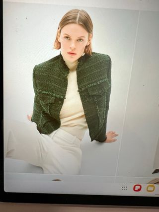 Chaqueta tweed Mango verde oscuro