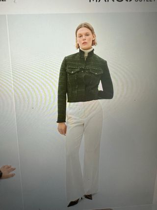 Chaqueta tweed Mango verde oscuro