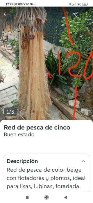 Red de pesca de cinco mallas