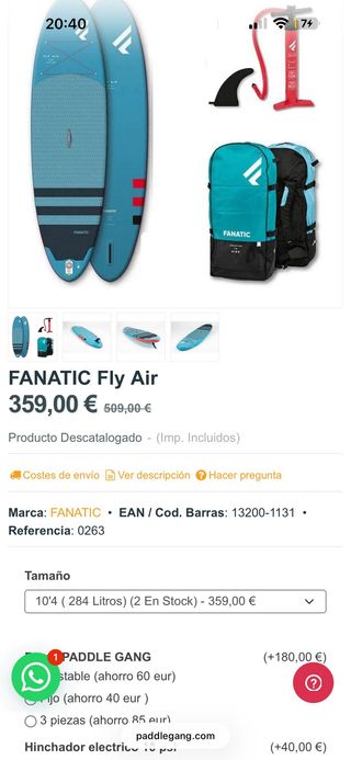 Paddle Surf Fanatic Fly Air 10.4