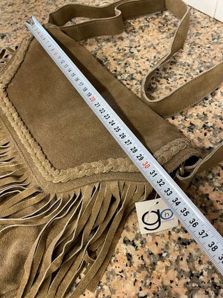 Bolso piel flecos marrón