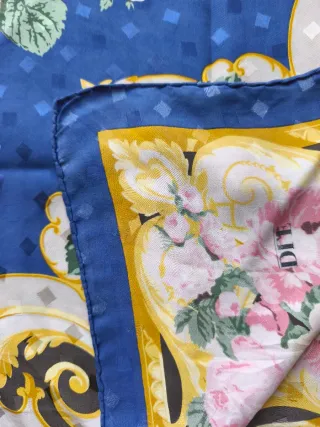 Foulard seta vintage blu e rosa