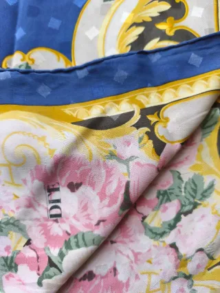 Foulard seta vintage blu e rosa