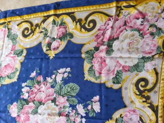 Foulard seta vintage blu e rosa