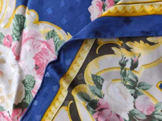 Foulard seta vintage blu e rosa