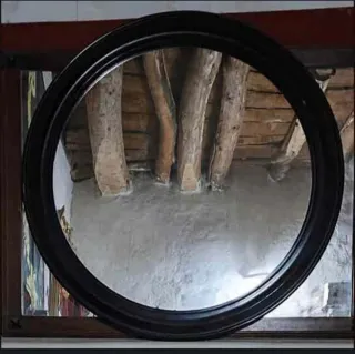 Espejo Redondo Vintage Madera Negro