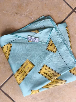 Foulard FENDISSIME seta vintage blu oro