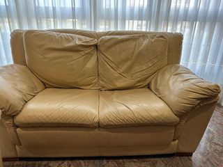Conjunto Sofás 3+2 Plazas Piel Beige