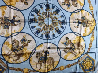 Foulard in seta vintage blu e oro