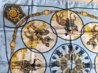 Foulard in seta vintage blu e oro