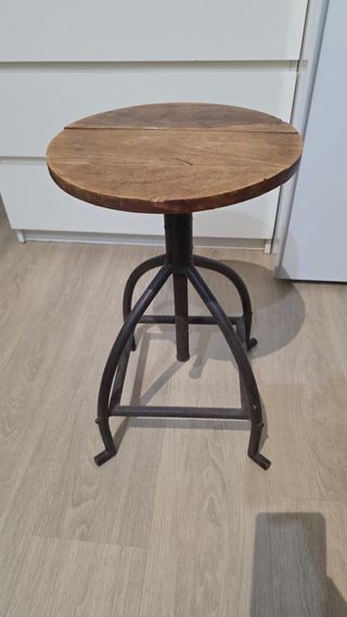 Taburete Madera y Hierro Ajustable