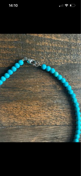 Collana artigianale corallo, turchese e perla