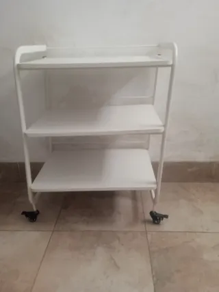 Carrito auxiliar blanco 3 estantes con ruedas
