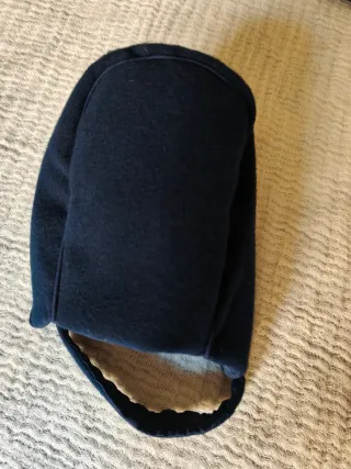 Abrigo de paño azul marino con capota bebé T. 18