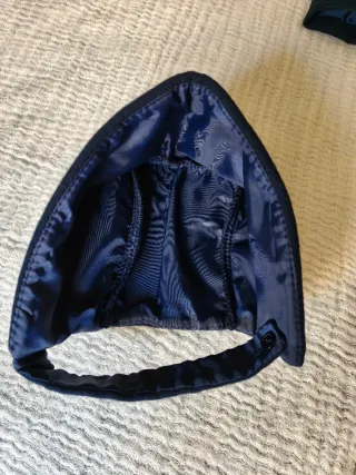 Abrigo de paño azul marino con capota bebé T. 18