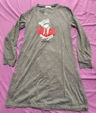Vestido pijama gris manga larga