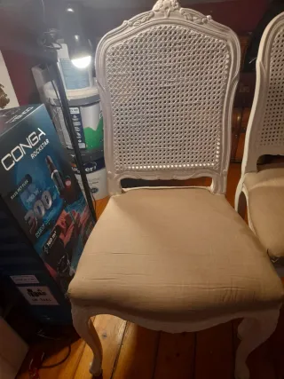 4 Sillas Rejilla Blancas Estilo Francés