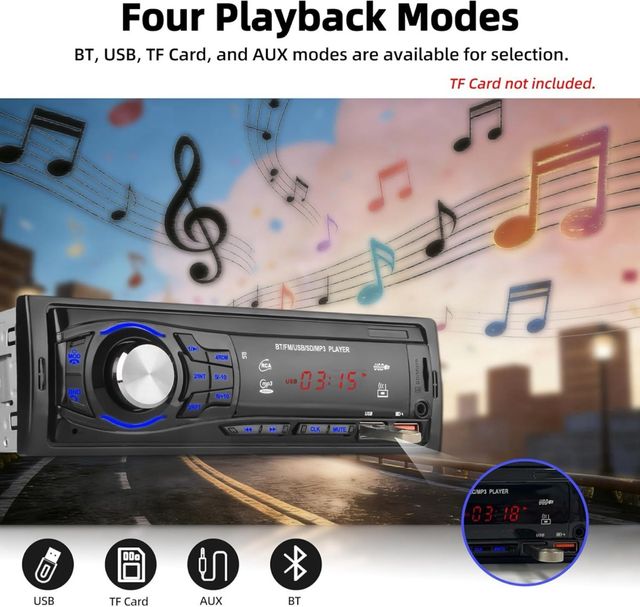 Autorradio BT/FM/USB/SD/MP3 con 2 USB