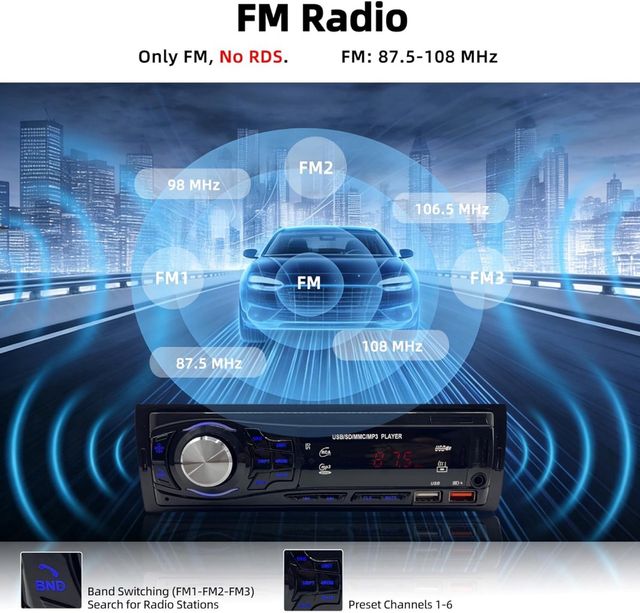 Autorradio BT/FM/USB/SD/MP3 con 2 USB