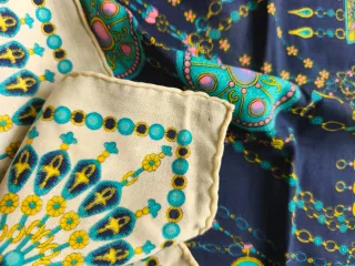 Foulard seta vintage blu e teal