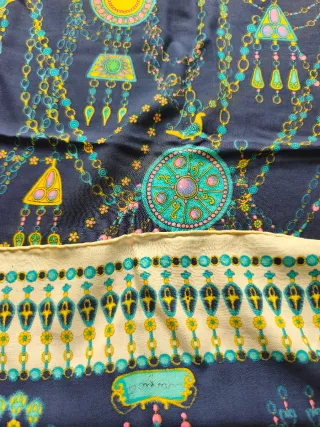 Foulard seta vintage blu e teal