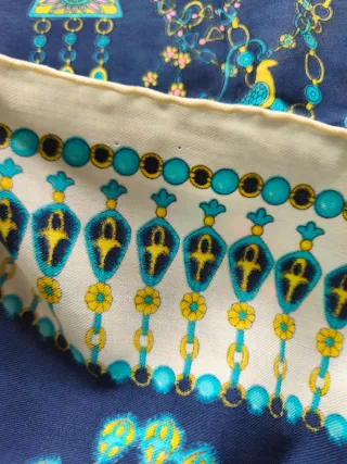 Foulard seta vintage blu e teal