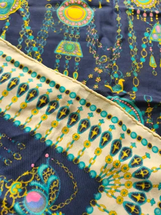 Foulard seta vintage blu e teal