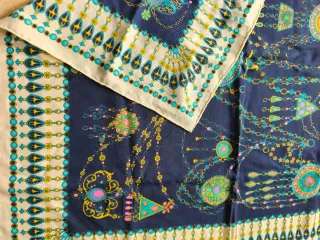 Foulard seta vintage blu e teal