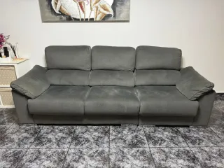 Sofá de tela gris de 3 plazas