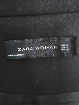Abrigo lana auténtica Zara con capucha de pelo