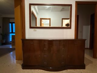 Espejo de pared grande con marco de madera