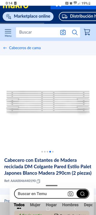 Cabezal de madera lacado blanco nuevo