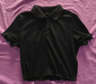 Camiseta Polo Crop SHEIN Negra Talla Única