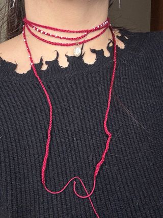 Collana choker uncinetto con charm cuore