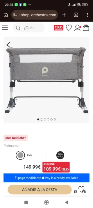 Cuna de colecho Prémaman Gris