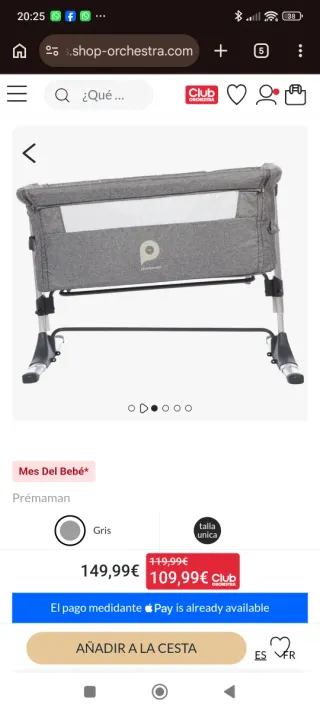 Cuna de colecho Prémaman Gris